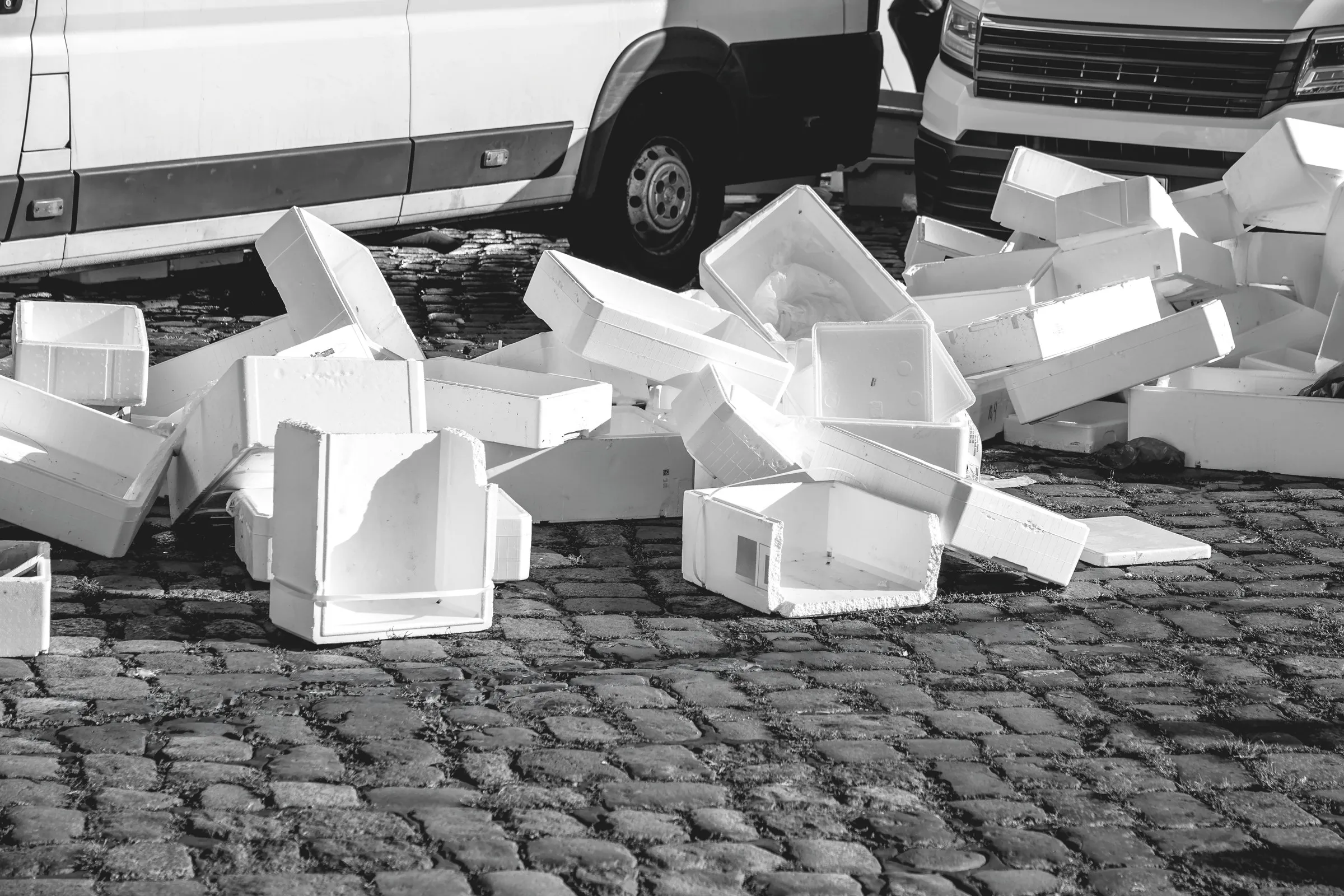 EPS packaging waste, ready for recovery